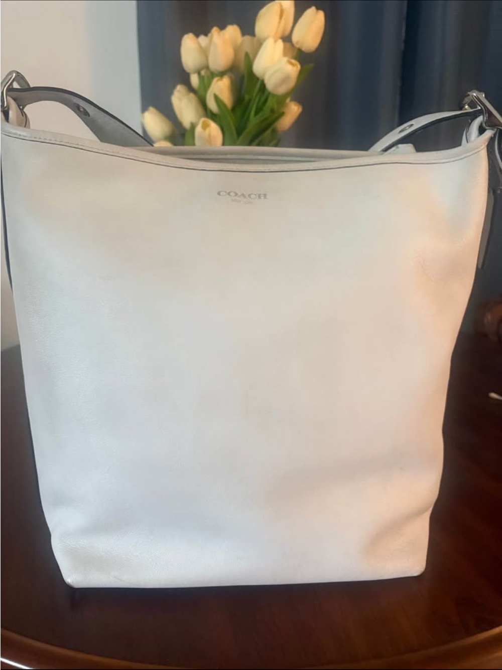 Coach White Leather Shoulder Hobo Bag